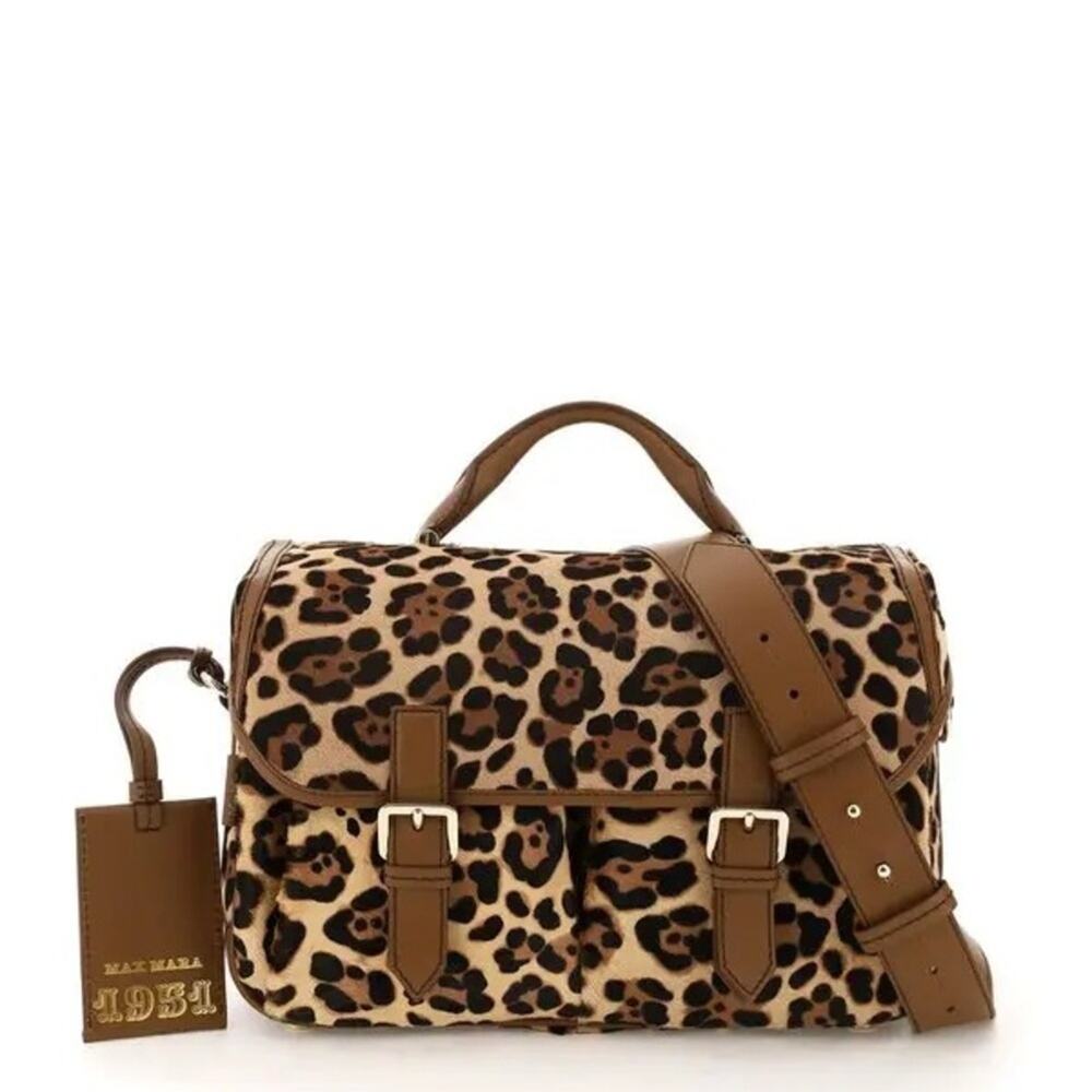 Max Mara Leopard Pony Hair Anna Large Bag Purse - Picture 2 of 9